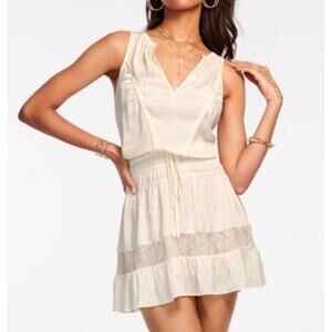 $445 Ramy Brook Mariah Satin Mini Dress Ivory Womens Size S New Bridal Style